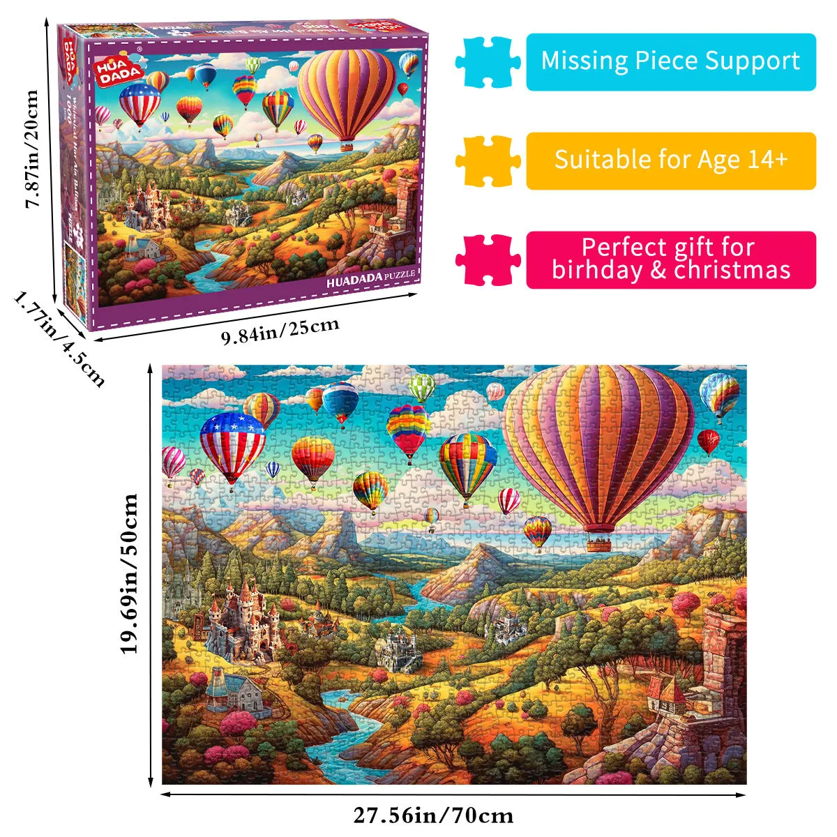 1000-Piece Hot Air Balloon Adventure Jigsaw Puzzle for Adults | High Difficulty | Stunning Scenery | Relaxation & Focus
