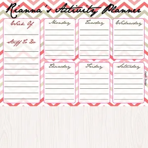 Activity Planner - Peach Chevron, Set of 50