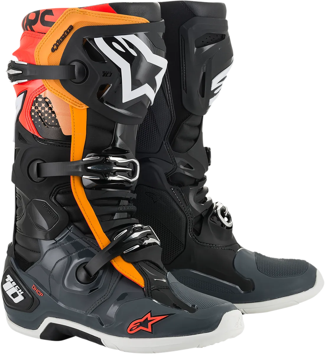 ALPINESTARS Tech 10 Boots - Black/Gray/Orange/Fluorescent Red - US 7 2010020-1143-7