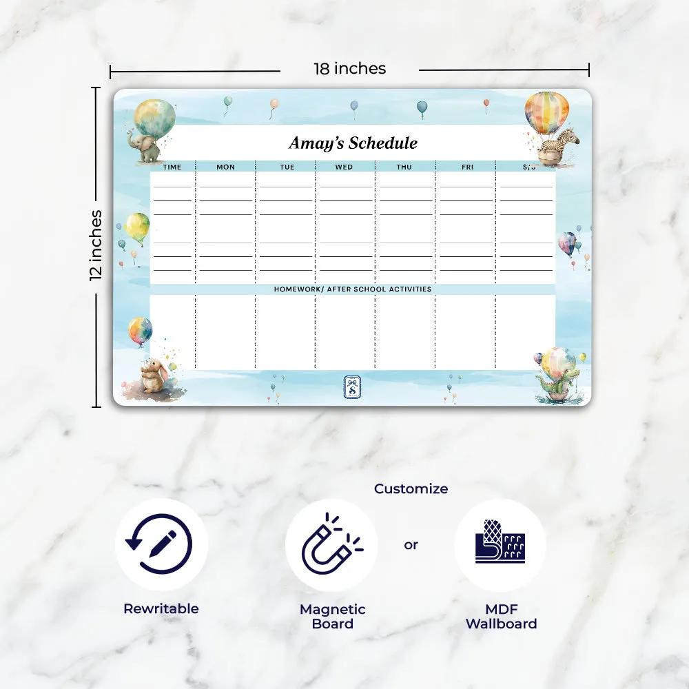 Balloon Safari Kids Schedule Planner