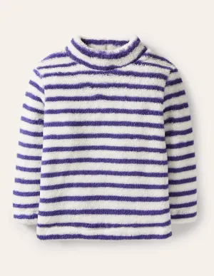 Cosy Funnel Neck Top-Starboard Blue/ Ivory