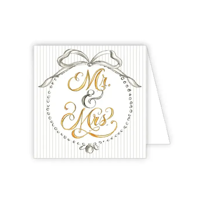 Mr. and Mrs. in Frame With Bow Enclosure Card