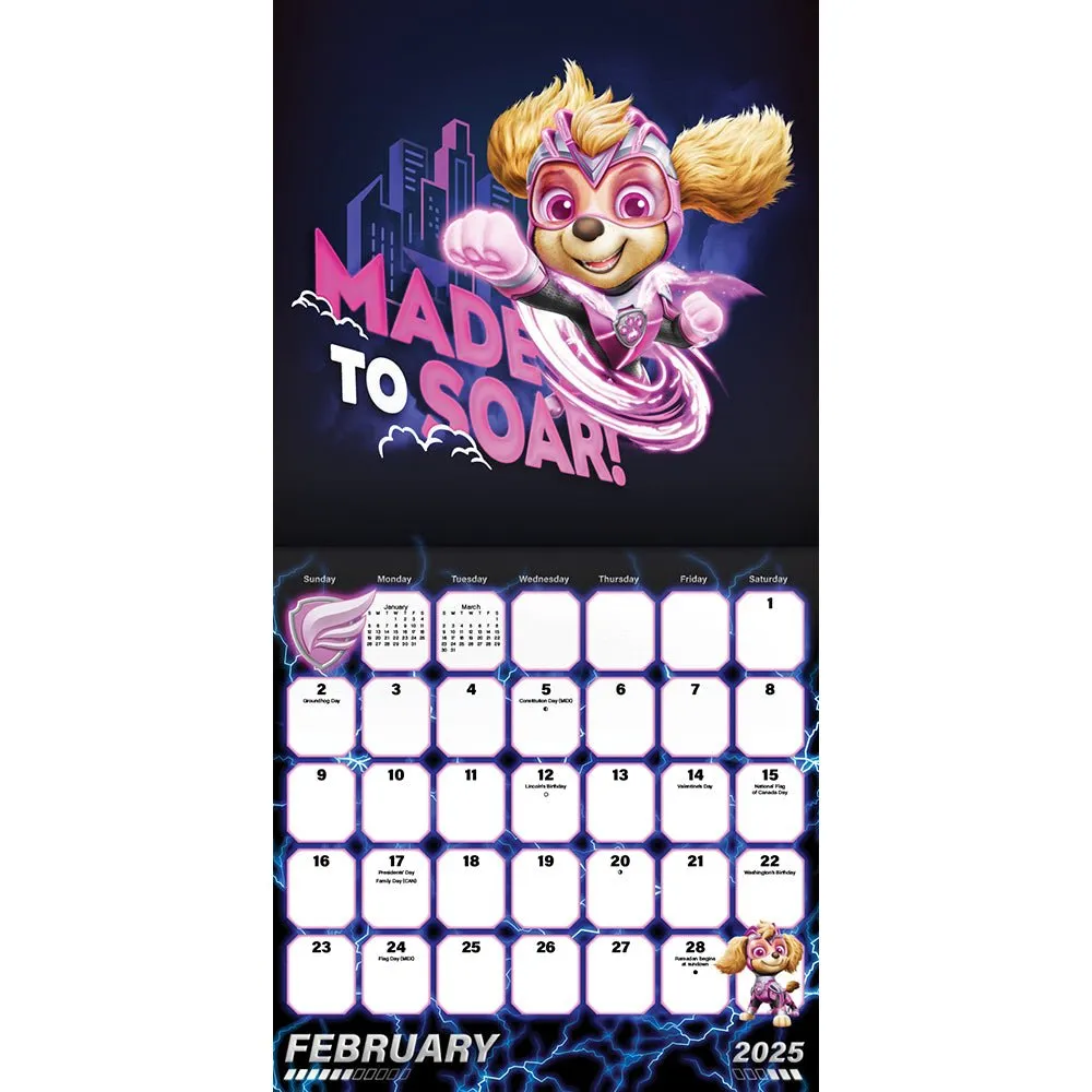 Paw Patrol The Mighty Movie 2025 16-Month Wall Calendar