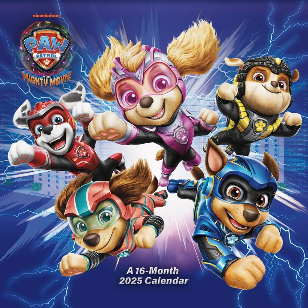 Paw Patrol The Mighty Movie 2025 16-Month Wall Calendar