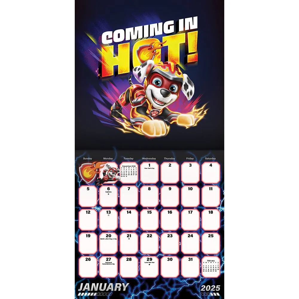 Paw Patrol The Mighty Movie 2025 16-Month Wall Calendar
