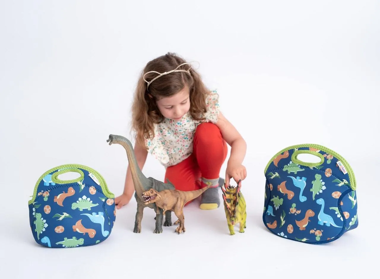 Small Machine Washable Lunch Bag - Navy Dinos