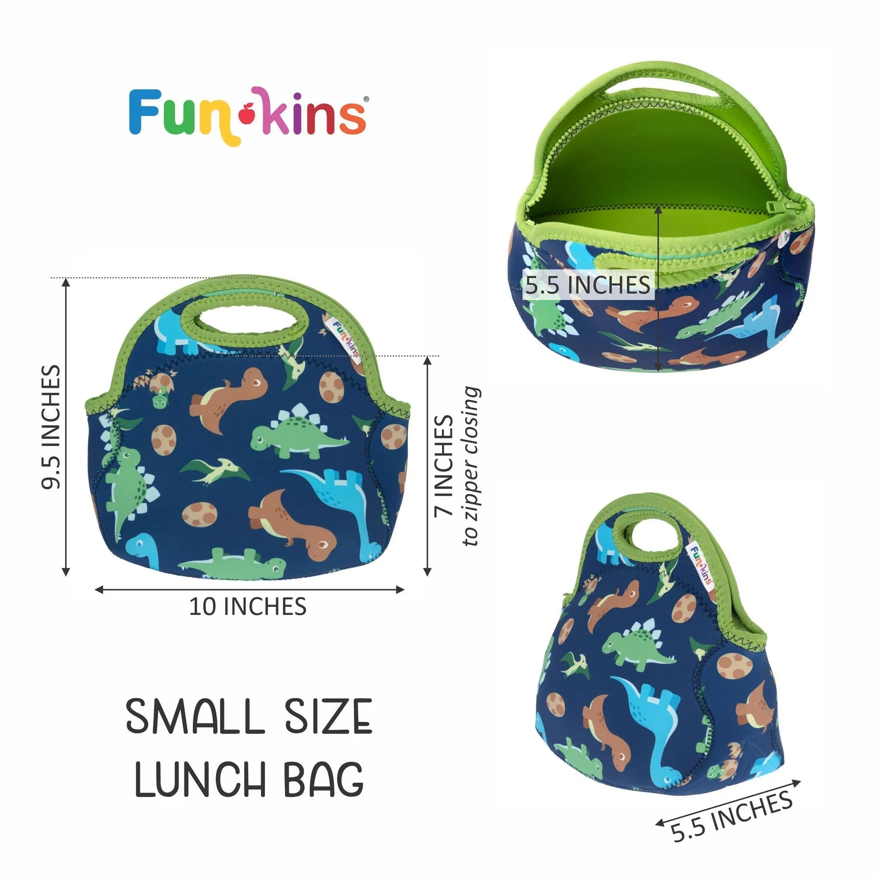Small Machine Washable Lunch Bag - Navy Dinos